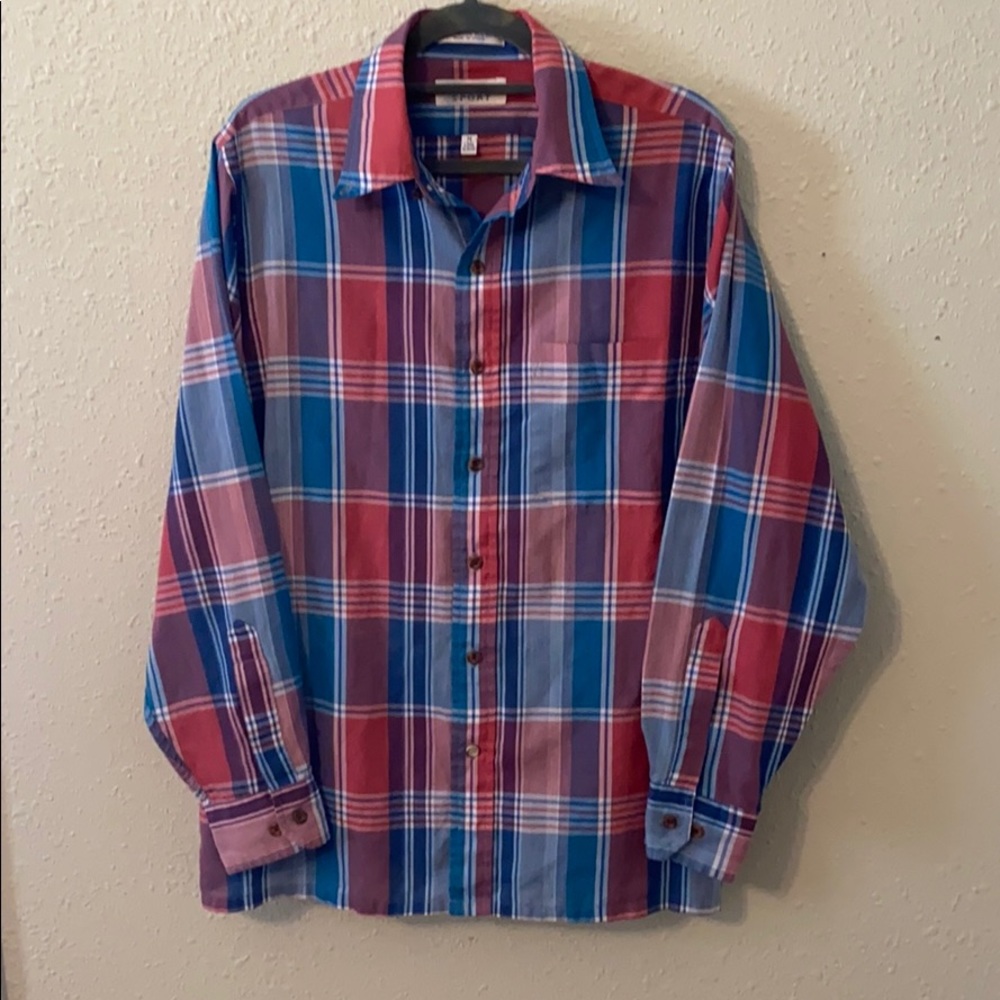 Pink & Blue Long sleeve Button Down Shirt
